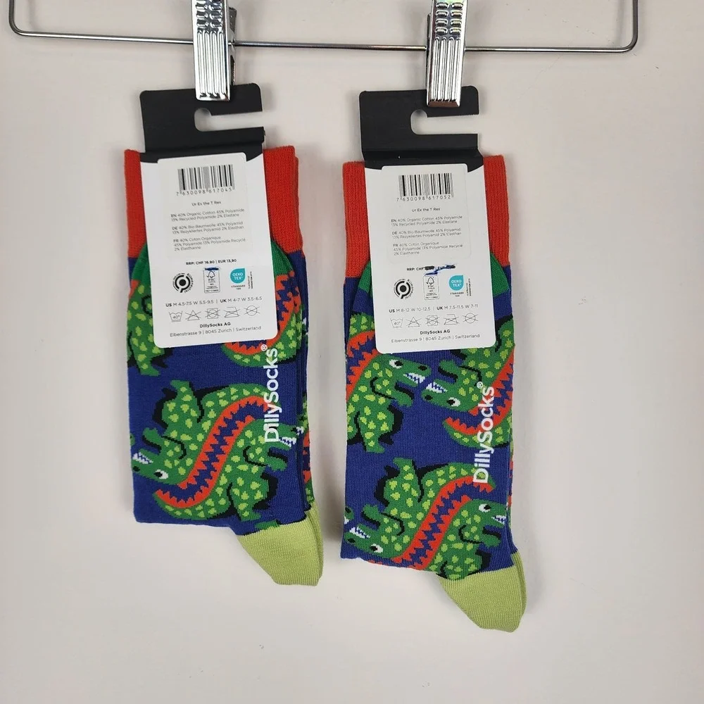 Dilly Socks NWT His And Hers Dinosaur Swiss Design‎ Set of Two Socks